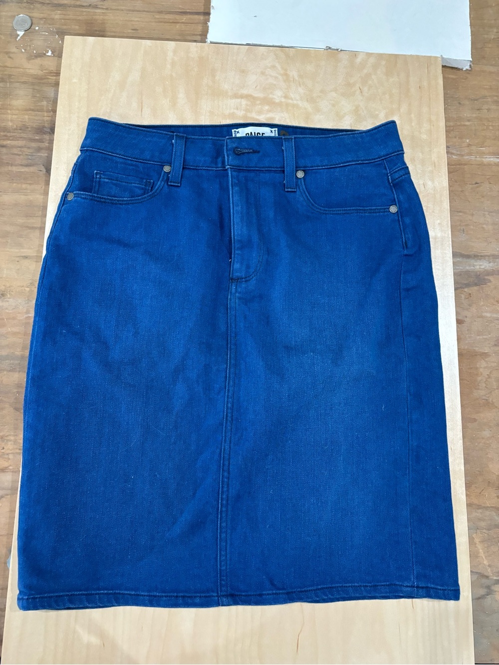 PAIGE Blue Denim Pencil Skirt